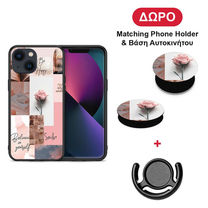 Aesthetic Collage - iPhone 13 θήκη + Δώρο Phone Holder & Βάση Αυτοκινήτου
