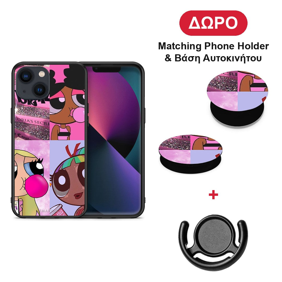 Bubble Girls - iPhone 13 θήκη + Δώρο Phone Holder & Βάση Αυτοκινήτου