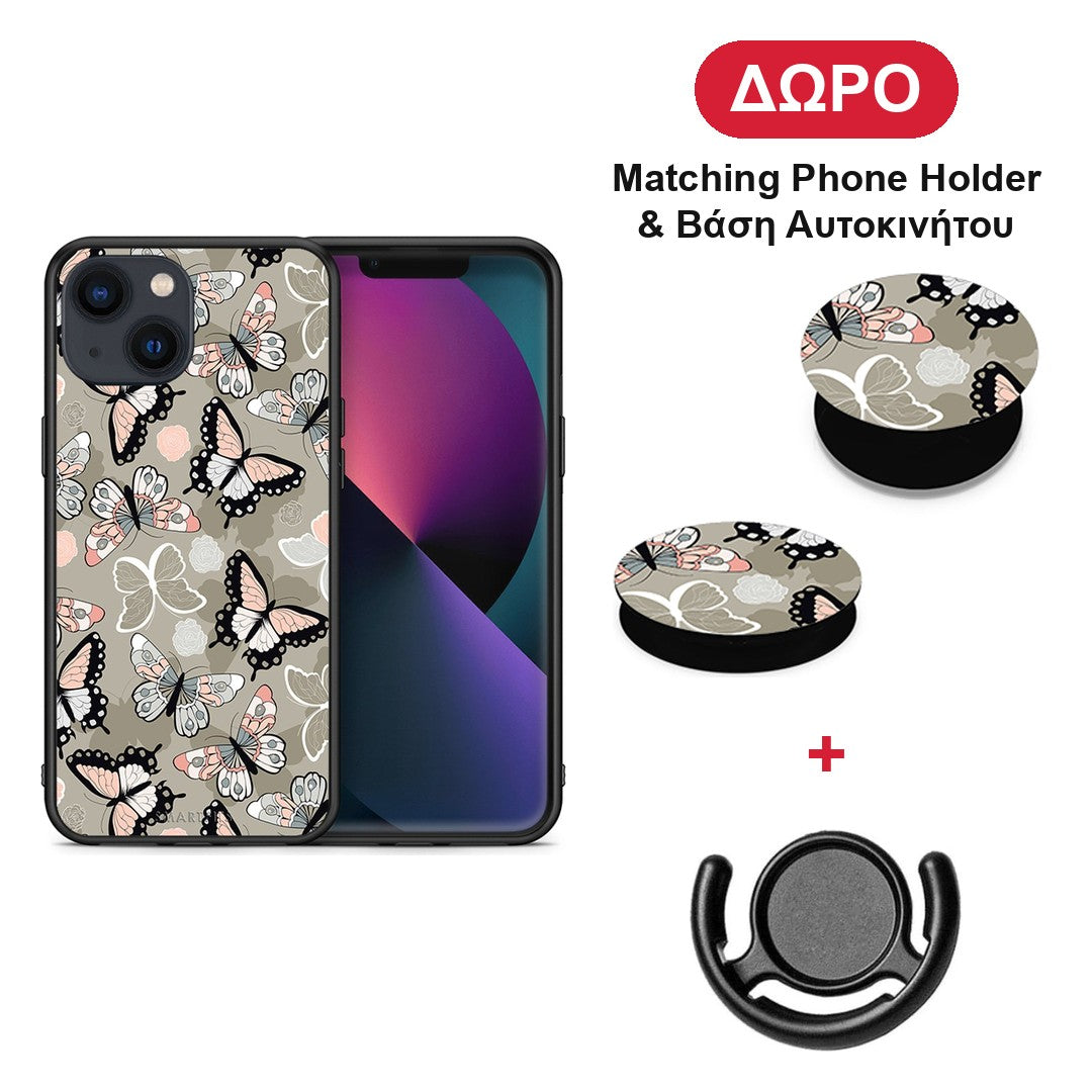 Boho Butterflies - iPhone 13 θήκη + Δώρο Phone Holder & Βάση Αυτοκινήτου