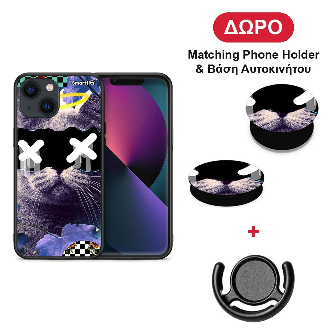 Cat Collage - iPhone 13 θήκη + Δώρο Phone Holder & Βάση Αυτοκινήτου