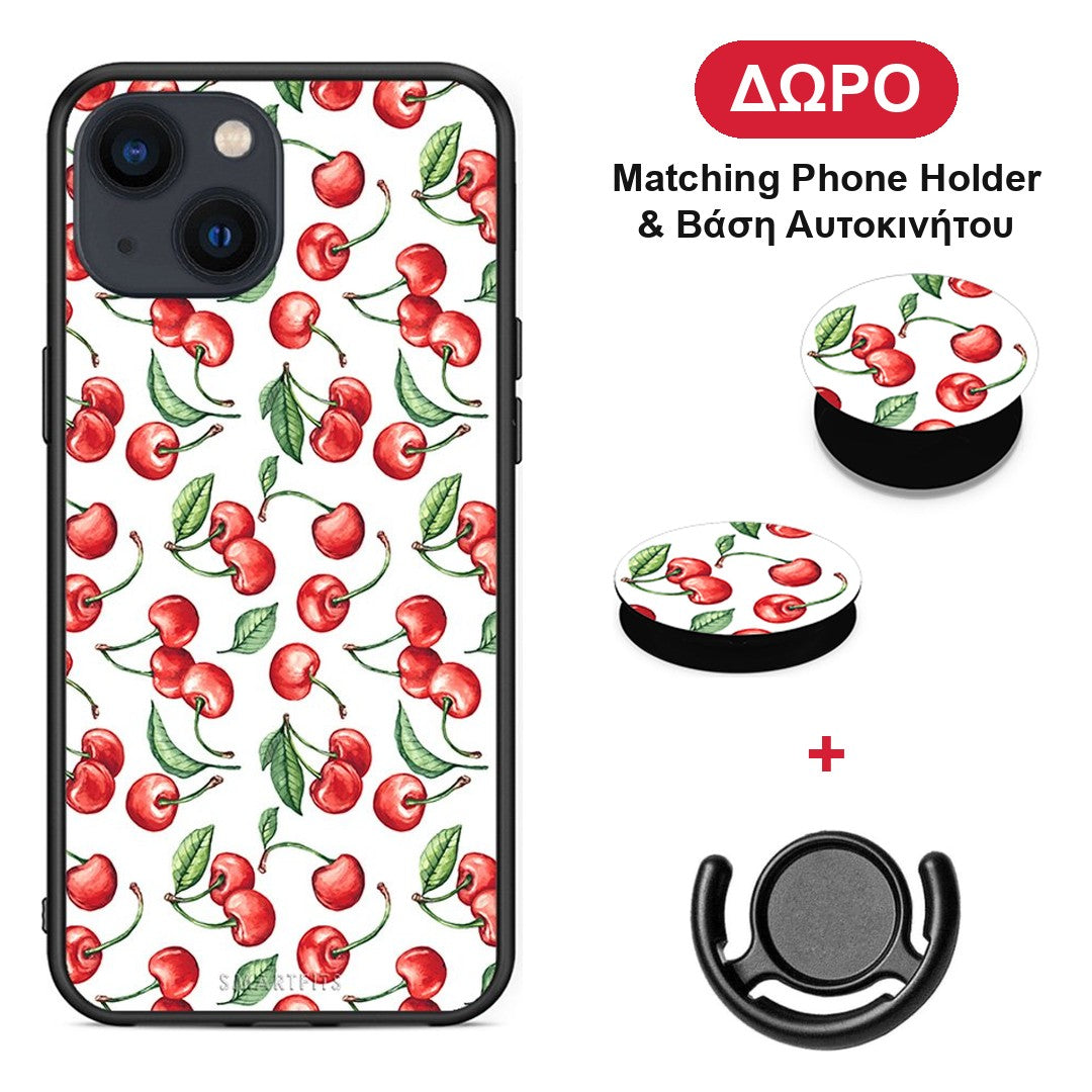 Cherry Summer - iPhone 13 θήκη + Δώρο Phone Holder & Βάση Αυτοκινήτου