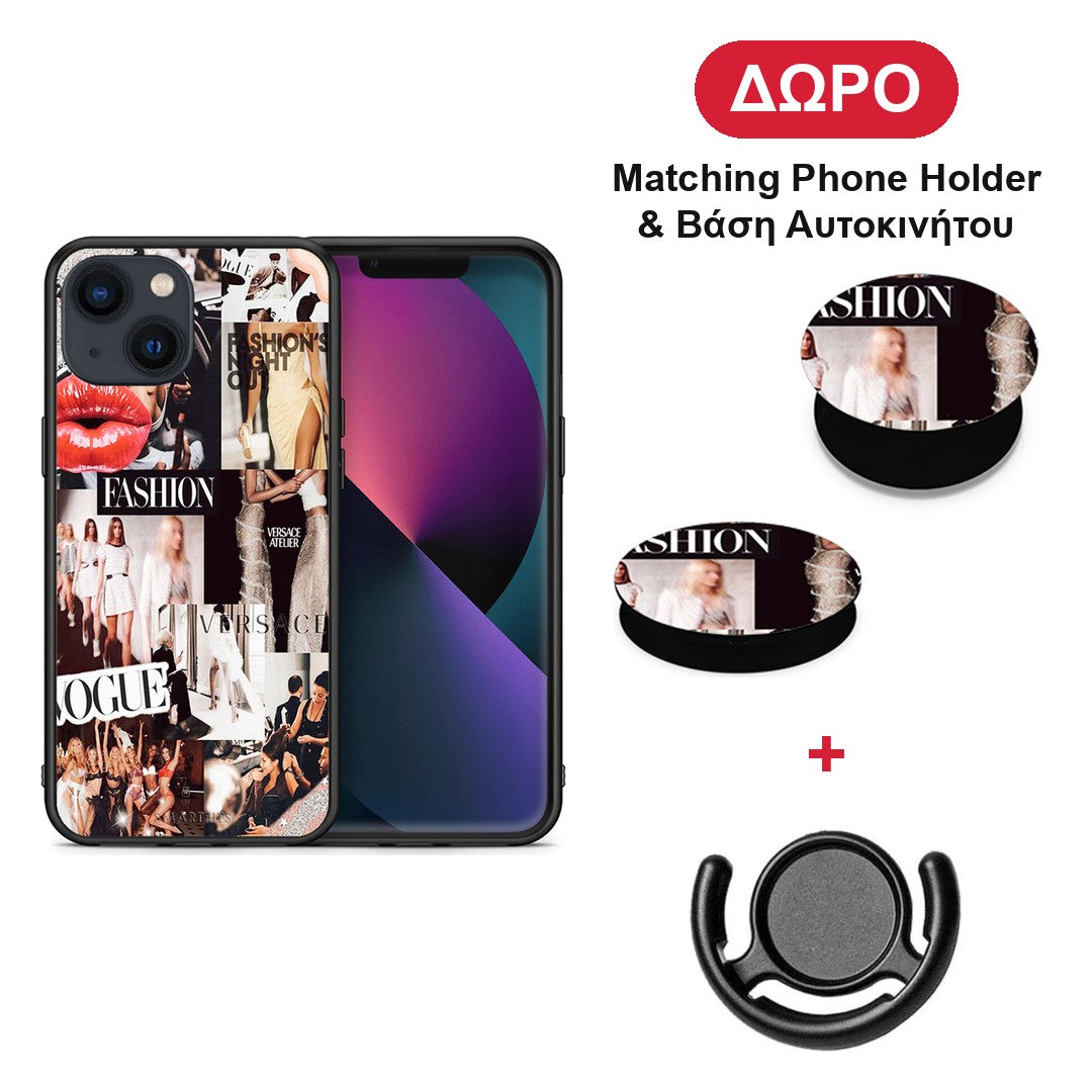 Collage Fashion - iPhone 13 θήκη + Δώρο Phone Holder & Βάση Αυτοκινήτου
