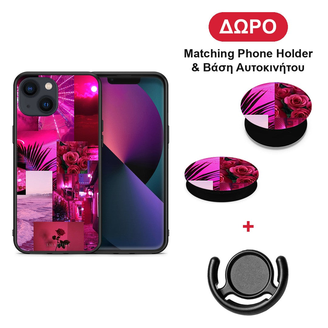 Collage Red Roses - iPhone 13 θήκη + Δώρο Phone Holder & Βάση Αυτοκινήτου