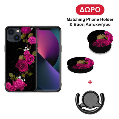 Flower Red Roses - iPhone 13 θήκη + Δώρο Phone Holder & Βάση Αυτοκινήτου