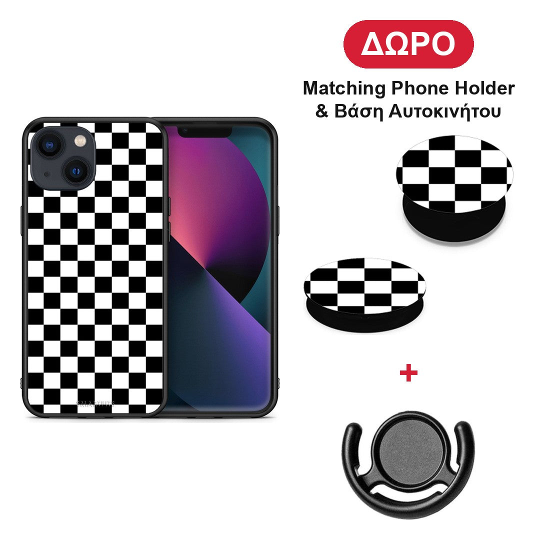 Geometric Squares - iPhone 13 θήκη + Δώρο Phone Holder & Βάση Αυτοκινήτου