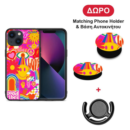Hippie Love - iPhone 13 θήκη + Δώρο Phone Holder & Βάση Αυτοκινήτου