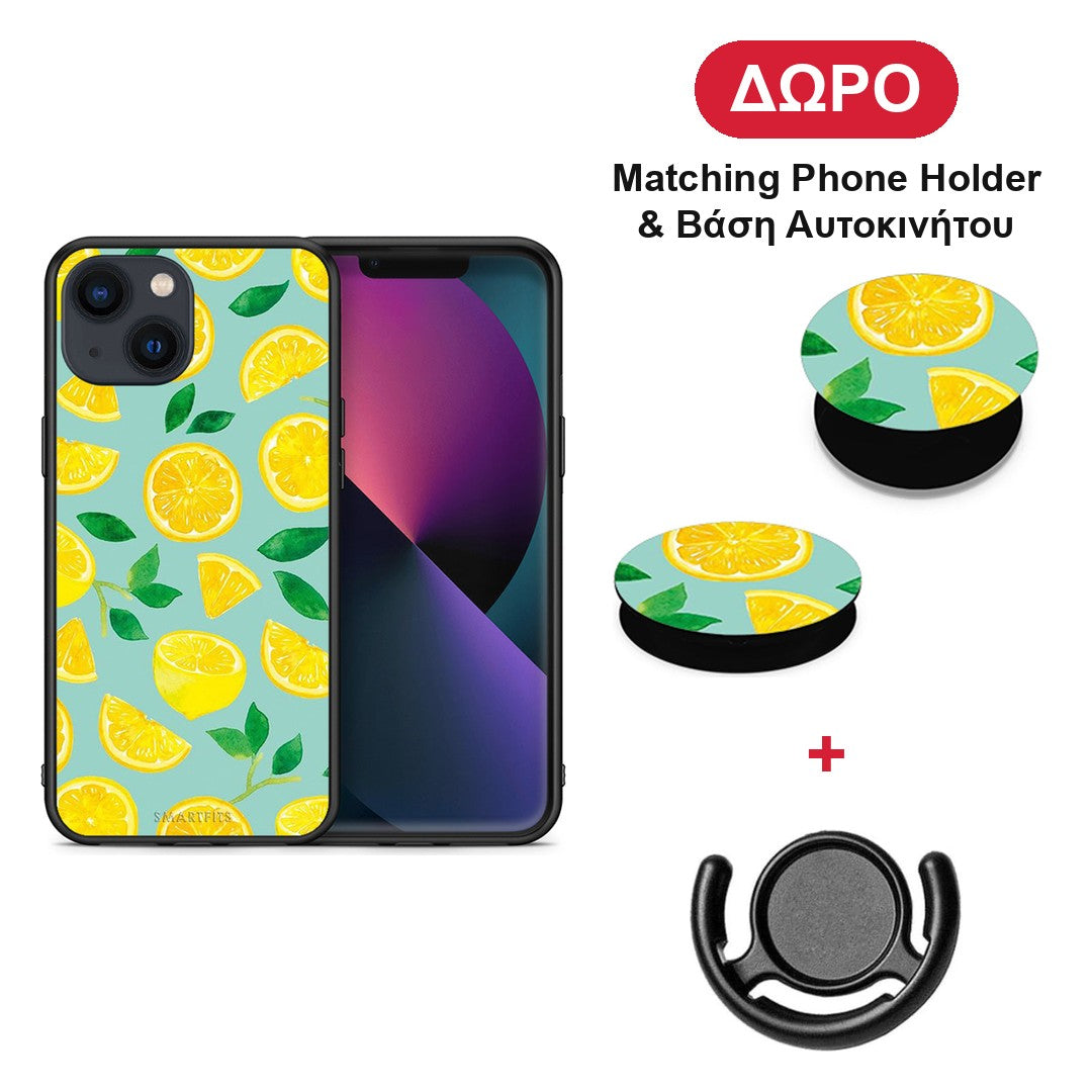 Lemons - iPhone 13 θήκη + Δώρο Phone Holder & Βάση Αυτοκινήτου