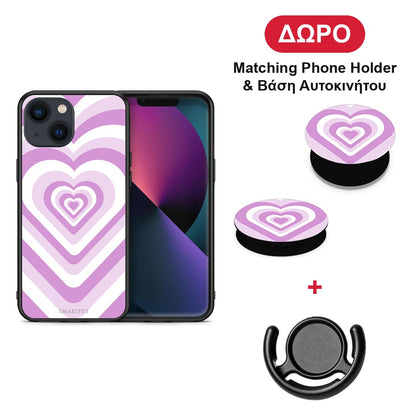 Lilac Hearts - iPhone 13 θήκη + Δώρο Phone Holder & Βάση Αυτοκινήτου