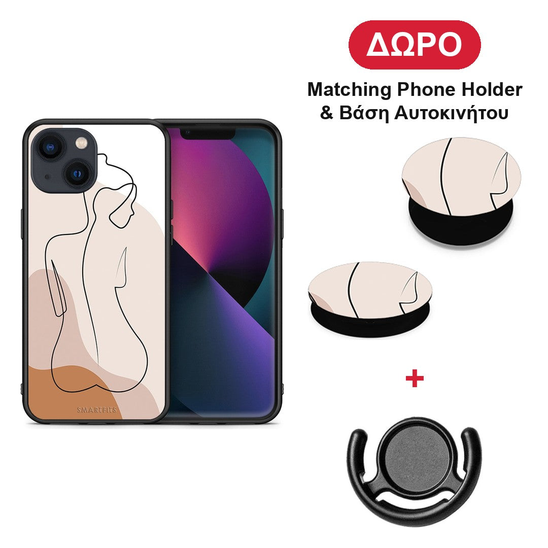 LineArt Woman - iPhone 13 θήκη + Δώρο Phone Holder & Βάση Αυτοκινήτου