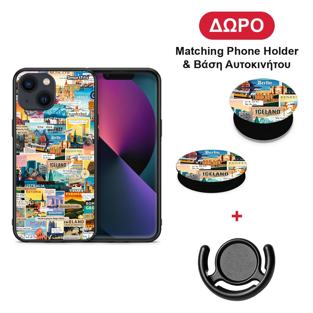Live To Travel - iPhone 13 θήκη + Δώρο Phone Holder & Βάση Αυτοκινήτου