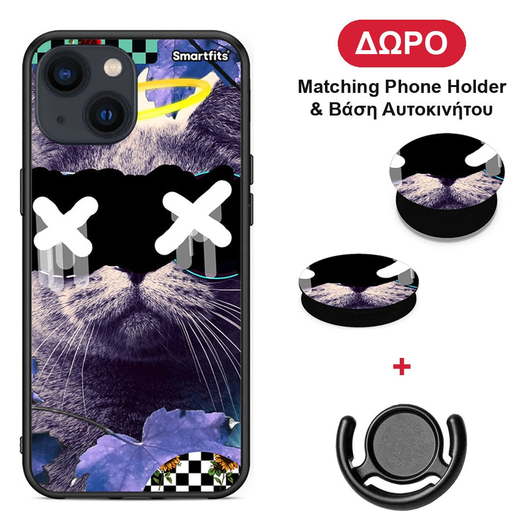 Cat Collage - iPhone 13 Mini θήκη + Δώρο Phone Holder & Βάση Αυτοκινήτου