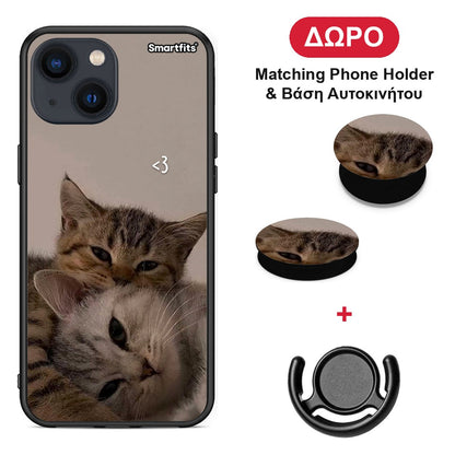 Cats In Love - iPhone 13 Mini θήκη + Δώρο Phone Holder & Βάση Αυτοκινήτου