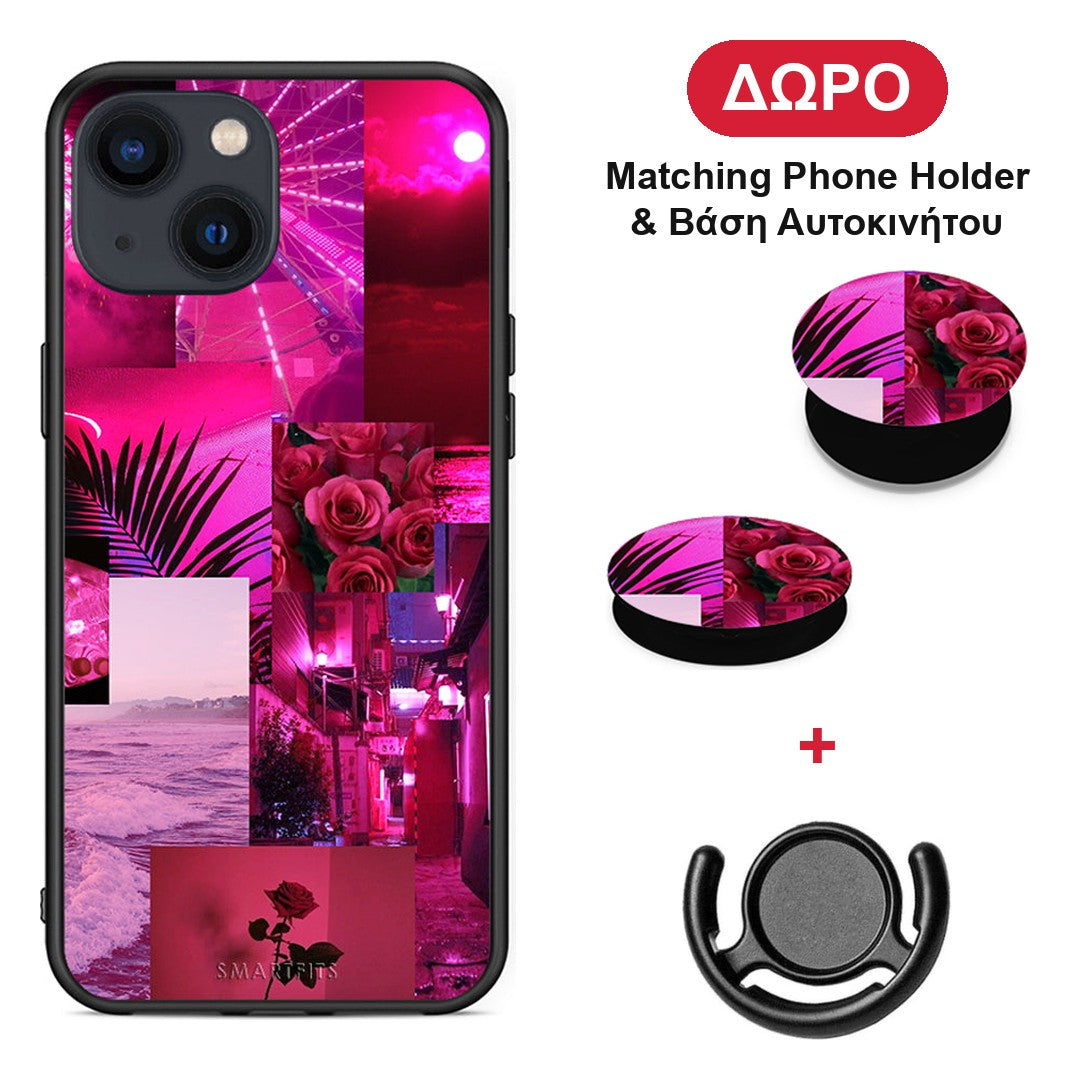 Collage Red Roses - iPhone 13 Mini θήκη + Δώρο Phone Holder & Βάση Αυτοκινήτου