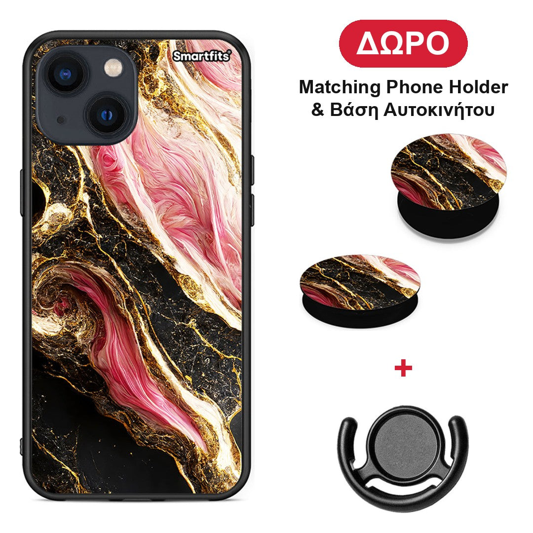Glamorous Pink Marble - iPhone 13 Mini θήκη + Δώρο Phone Holder & Βάση Αυτοκινήτου