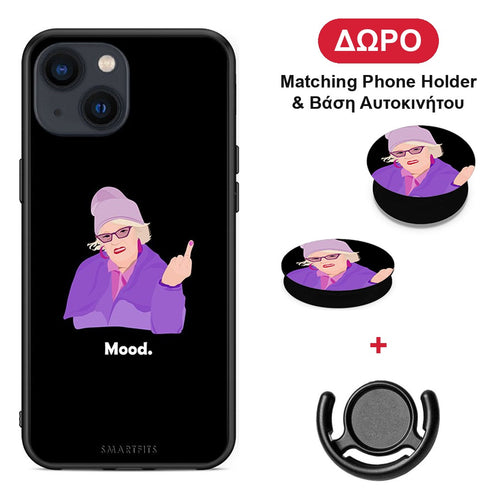 Grandma Mood Black - iPhone 13 Mini θήκη + Δώρο Phone Holder & Βάση Αυτοκινήτου