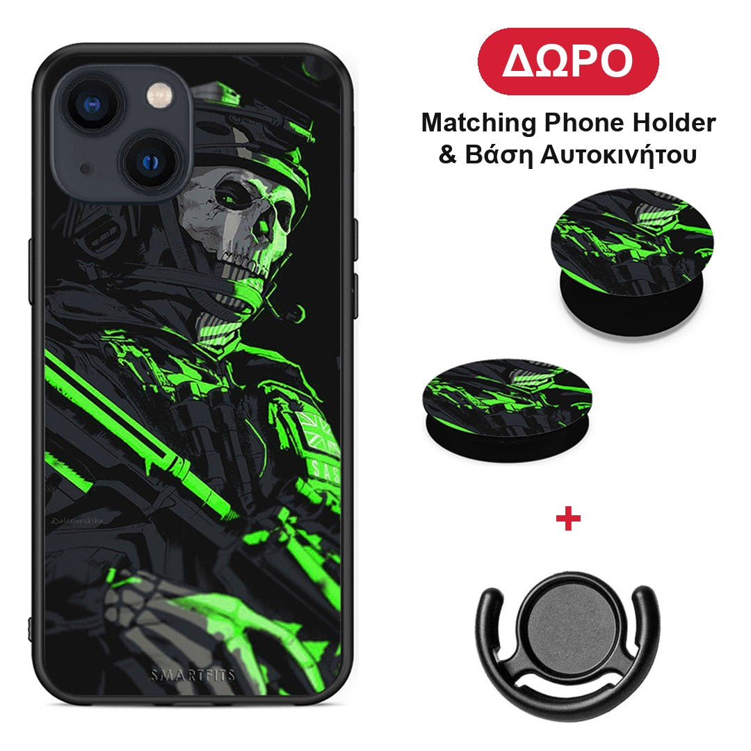 Green Soldier - iPhone 13 Mini θήκη + Δώρο Phone Holder & Βάση Αυτοκινήτου