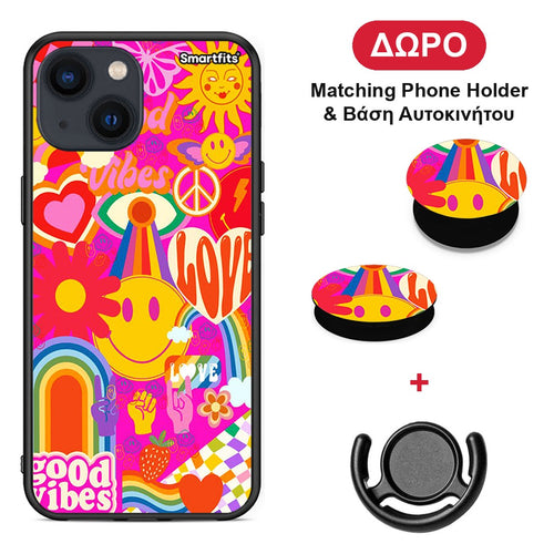 Hippie Love - iPhone 13 Mini θήκη + Δώρο Phone Holder & Βάση Αυτοκινήτου