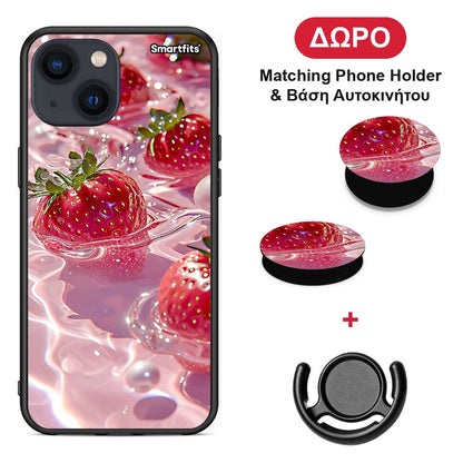 Juicy Strawberries - iPhone 13 Mini θήκη + Δώρο Phone Holder & Βάση Αυτοκινήτου