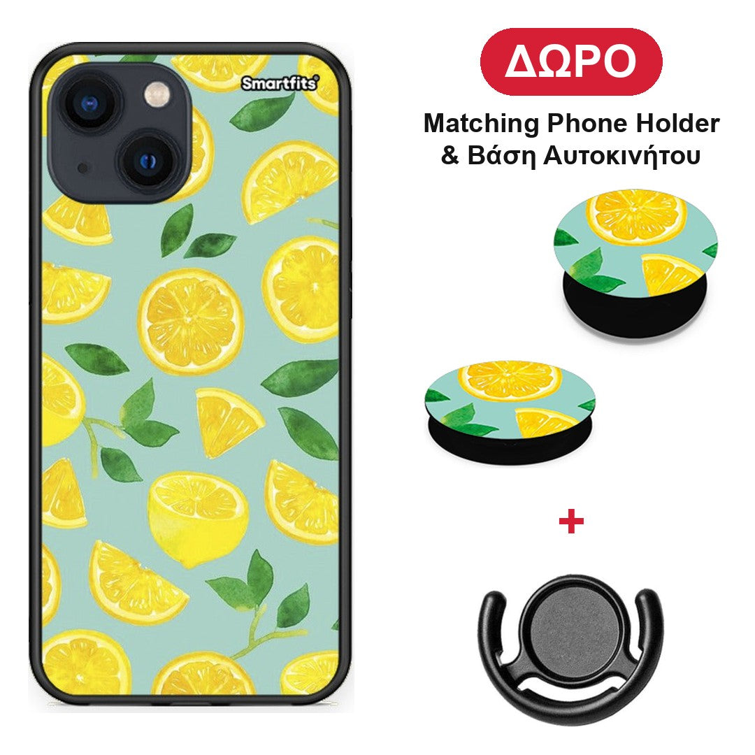 Lemons - iPhone 13 Mini θήκη + Δώρο Phone Holder & Βάση Αυτοκινήτου