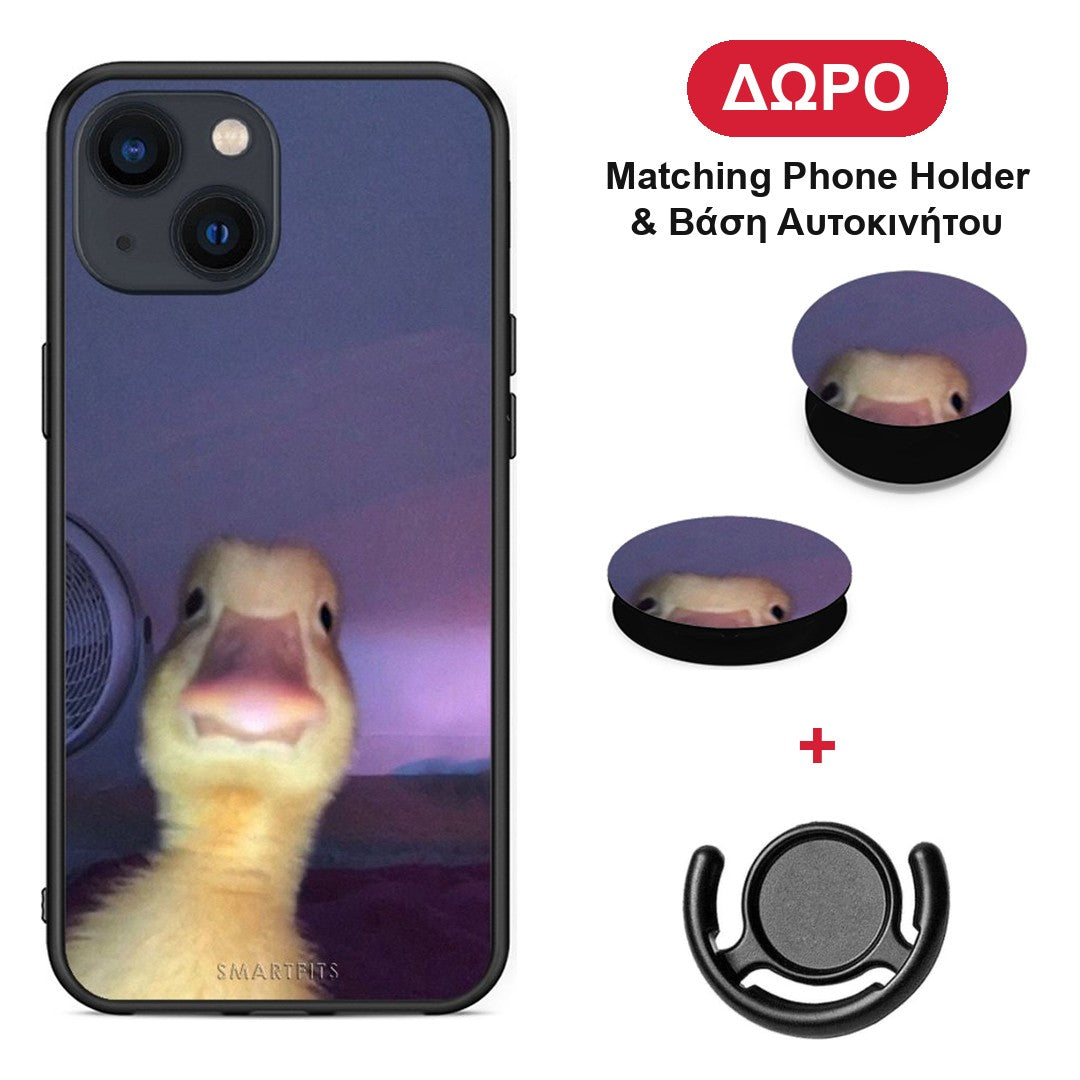Meme Duck - iPhone 13 Mini θήκη + Δώρο Phone Holder & Βάση Αυτοκινήτου