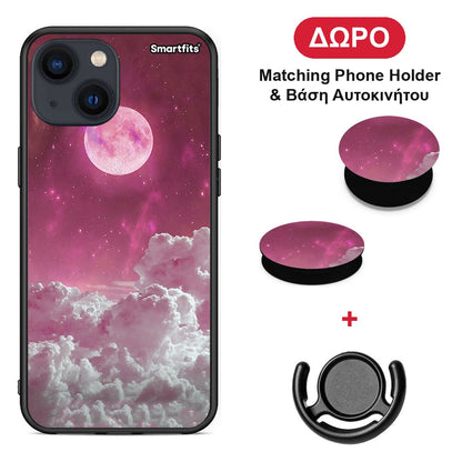 Pink Moon - iPhone 13 Mini θήκη + Δώρο Phone Holder & Βάση Αυτοκινήτου