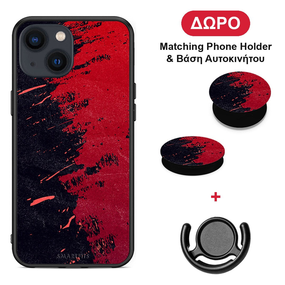 Red Paint - iPhone 13 Mini θήκη + Δώρο Phone Holder & Βάση Αυτοκινήτου