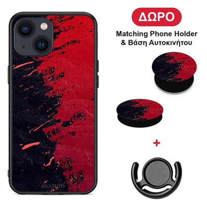 Red Paint - iPhone 13 Mini θήκη + Δώρο Phone Holder & Βάση Αυτοκινήτου
