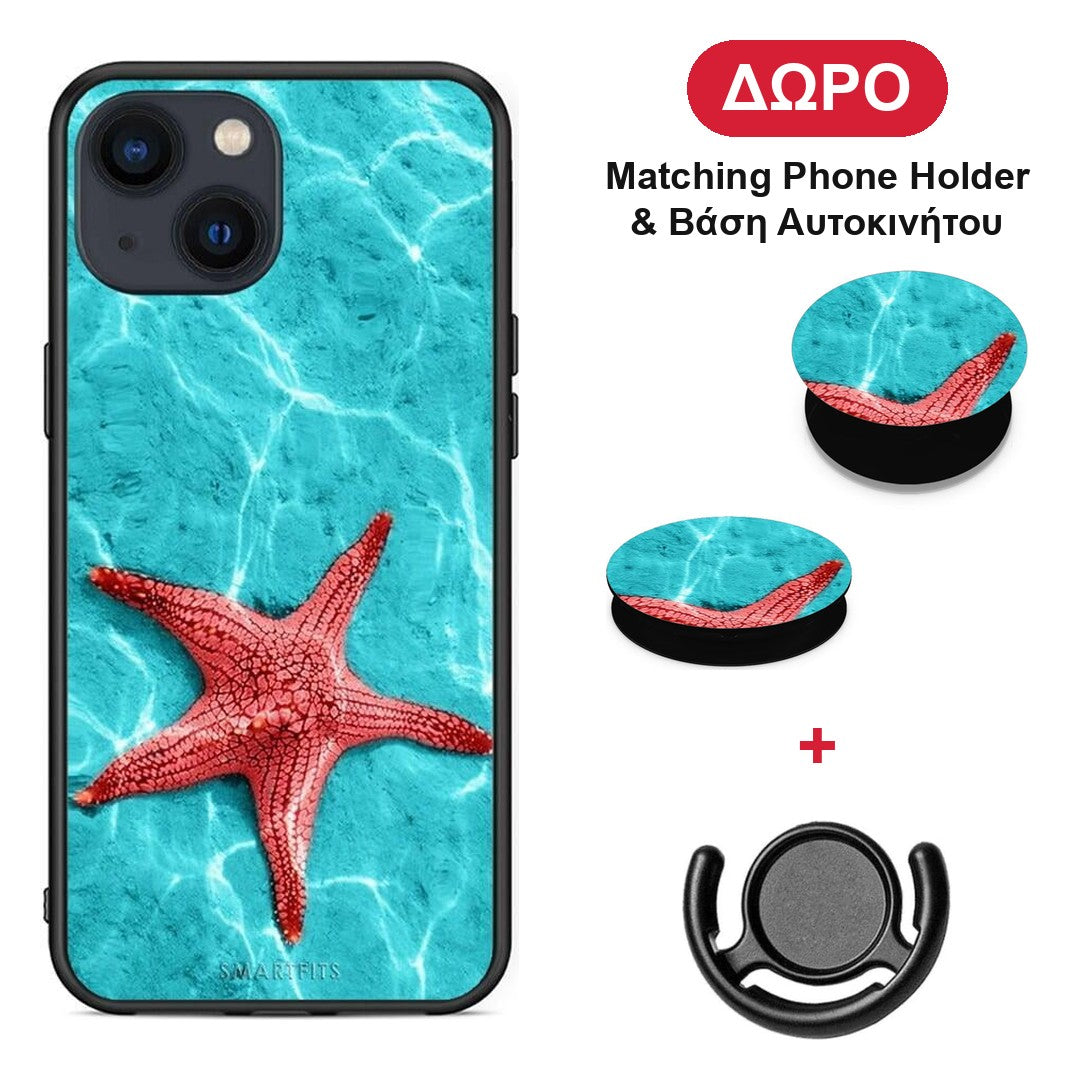 Red Starfish - iPhone 13 Mini θήκη + Δώρο Phone Holder & Βάση Αυτοκινήτου