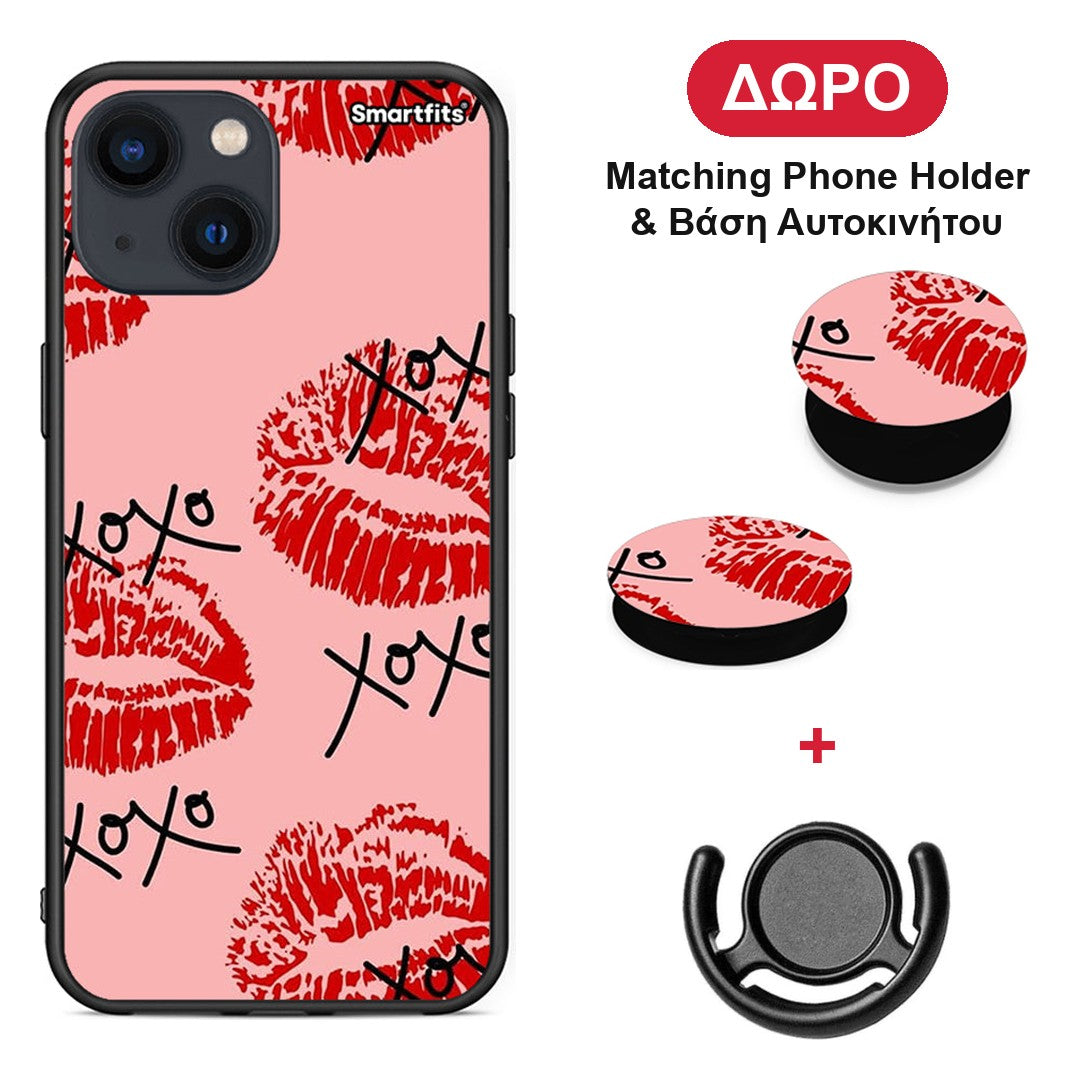 XOXO Lips - iPhone 13 Mini θήκη + Δώρο Phone Holder & Βάση Αυτοκινήτου