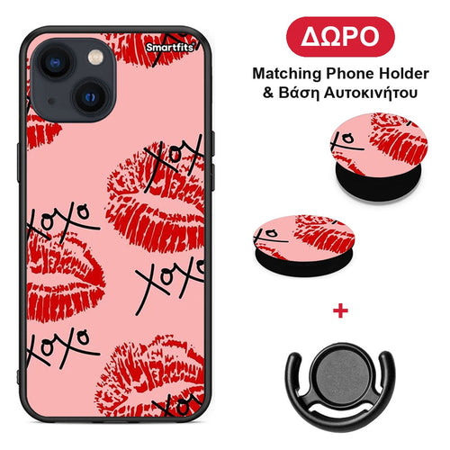 XOXO Lips - iPhone 13 Mini θήκη + Δώρο Phone Holder & Βάση Αυτοκινήτου
