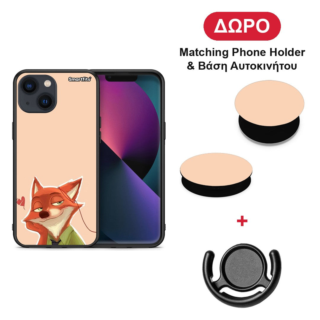Nick Wilde And Judy Hopps Love 1 - iPhone 13 θήκη + Δώρο Phone Holder & Βάση Αυτοκινήτου