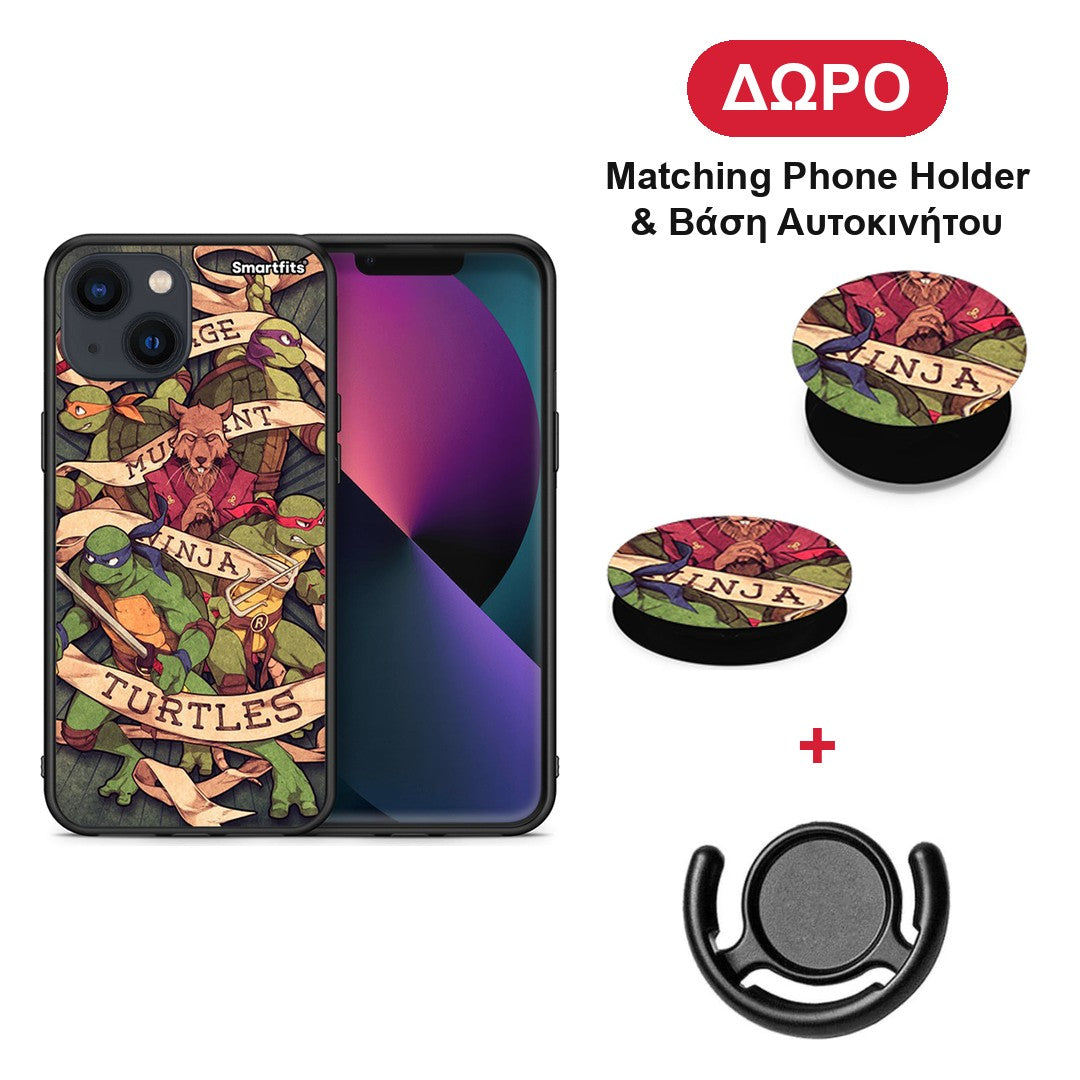 Ninja Turtles - iPhone 13 θήκη + Δώρο Phone Holder & Βάση Αυτοκινήτου