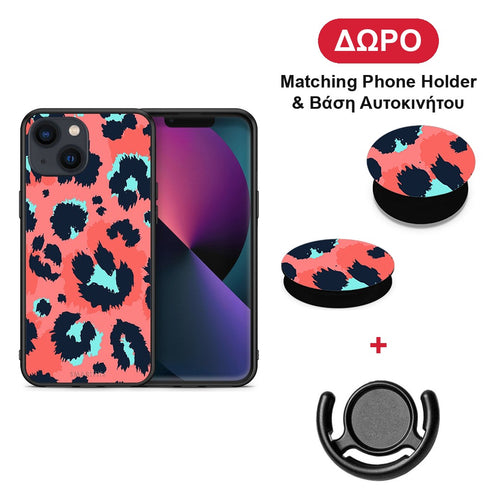 Animal Pink Leopard - iPhone 13 θήκη + Δώρο Phone Holder & Βάση Αυτοκινήτου