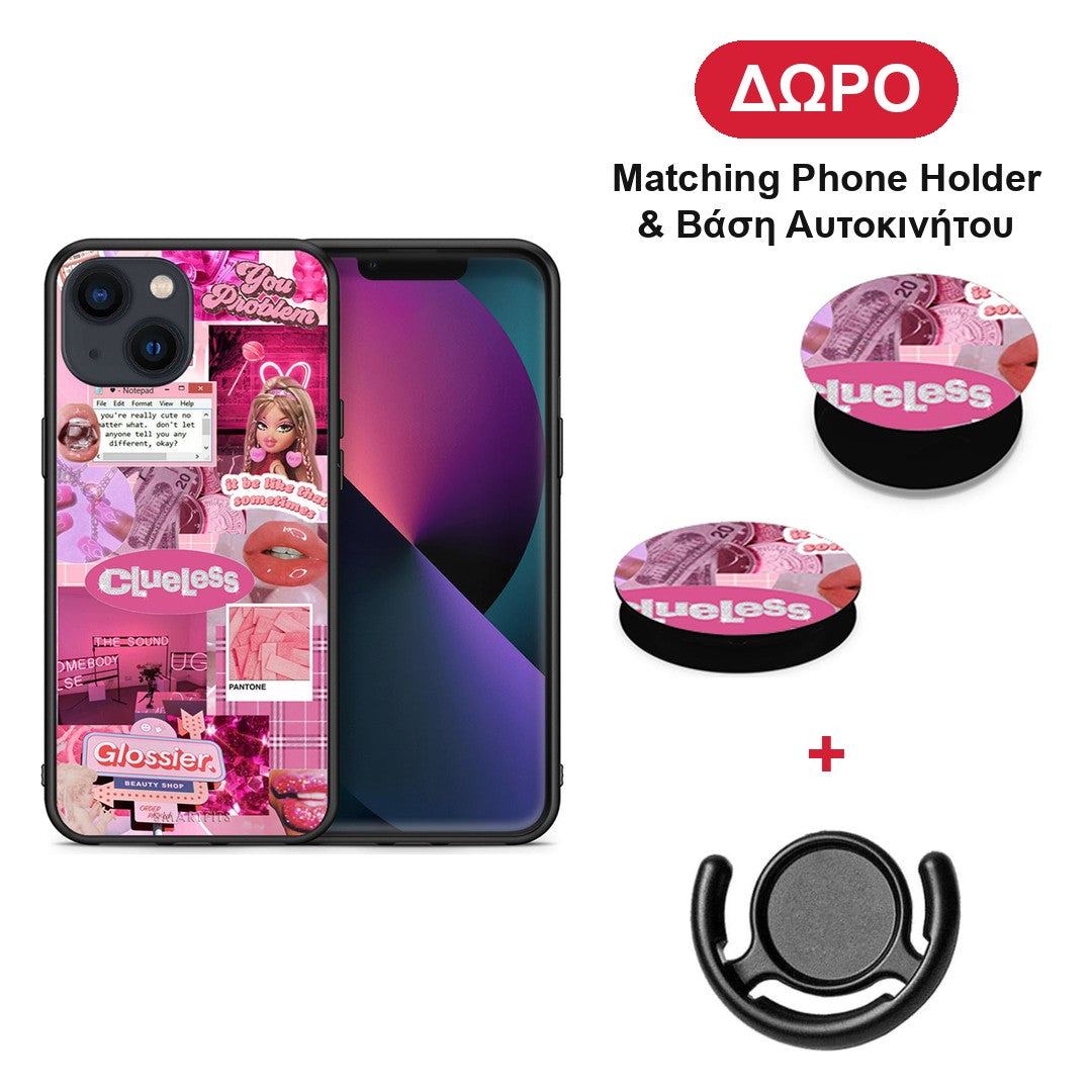 Pink Love - iPhone 13 θήκη + Δώρο Phone Holder & Βάση Αυτοκινήτου