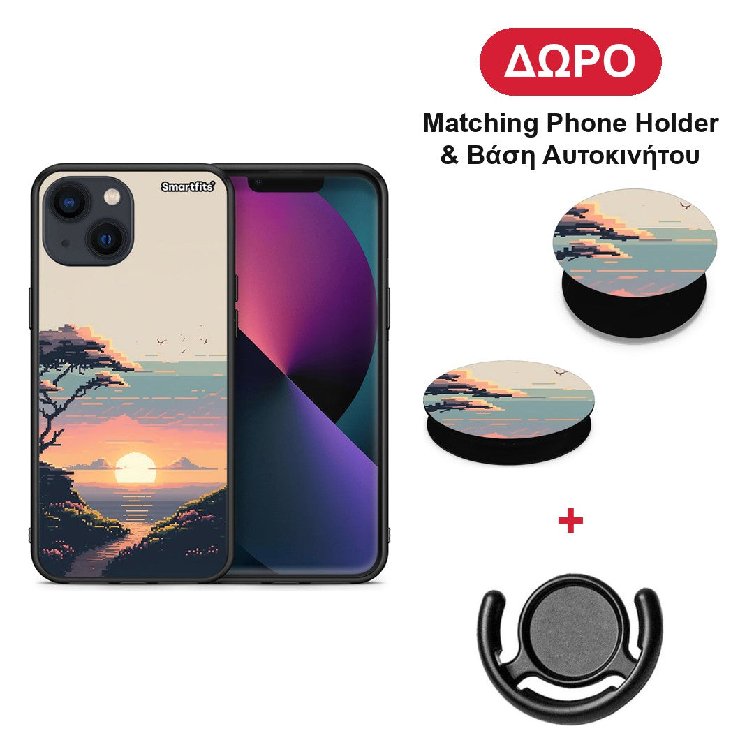Pixel Sunset - iPhone 13 θήκη + Δώρο Phone Holder & Βάση Αυτοκινήτου