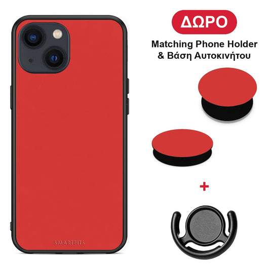 Poppy Red - iPhone 13 θήκη + Δώρο Phone Holder & Βάση Αυτοκινήτου