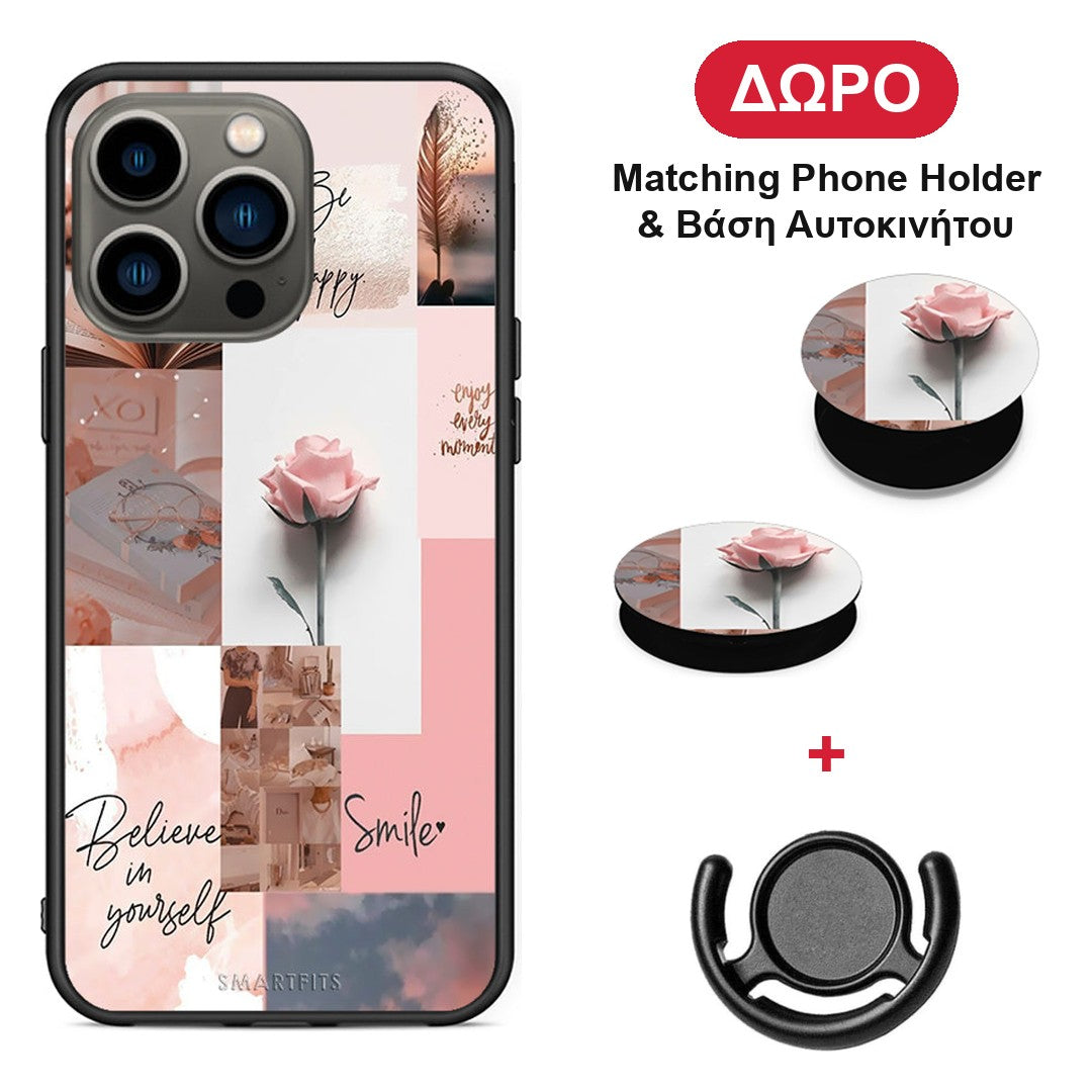 Aesthetic Collage - iPhone 13 Pro θήκη + Δώρο Phone Holder & Βάση Αυτοκινήτου