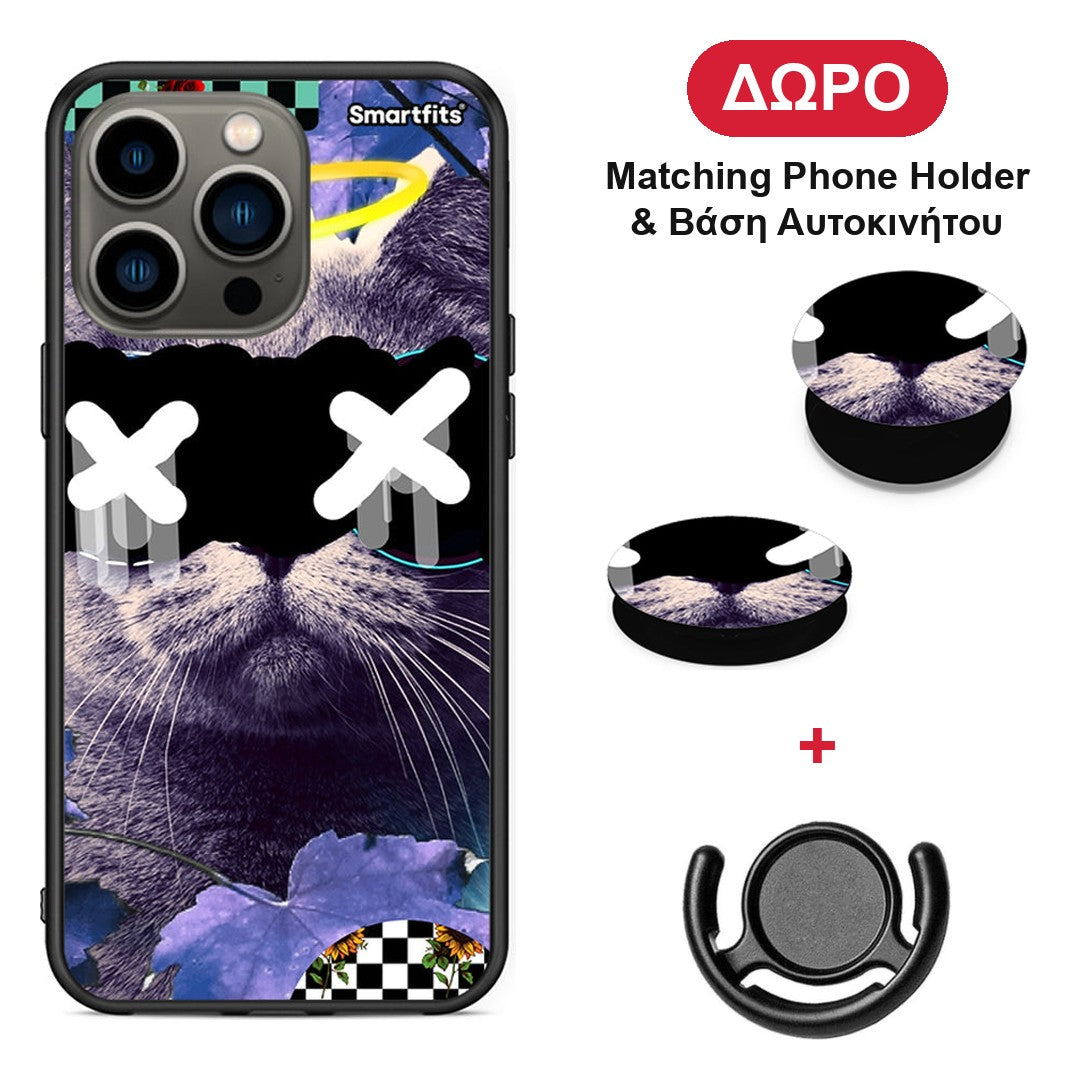 Cat Collage - iPhone 13 Pro θήκη + Δώρο Phone Holder & Βάση Αυτοκινήτου