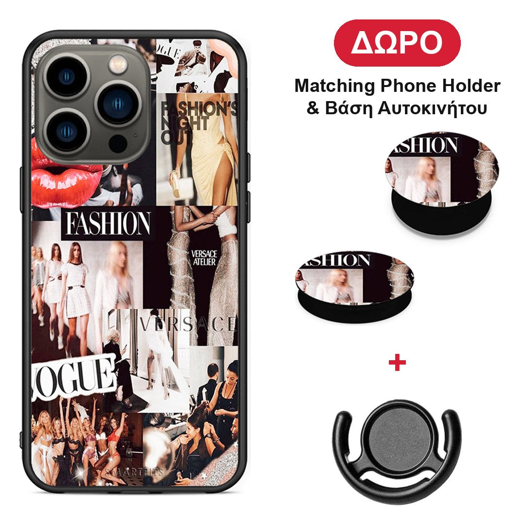 Collage Fashion - iPhone 13 Pro θήκη + Δώρο Phone Holder & Βάση Αυτοκινήτου