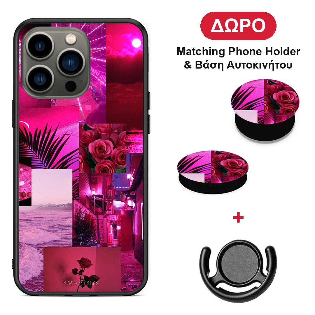 Collage Red Roses - iPhone 13 Pro θήκη + Δώρο Phone Holder & Βάση Αυτοκινήτου