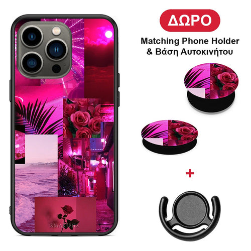 Collage Red Roses - iPhone 13 Pro θήκη + Δώρο Phone Holder & Βάση Αυτοκινήτου