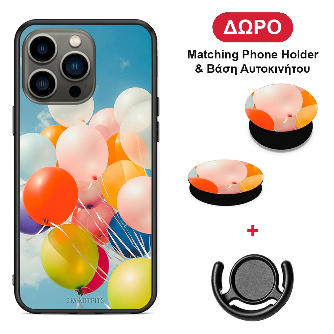 Colorful Balloons - iPhone 13 Pro θήκη + Δώρο Phone Holder & Βάση Αυτοκινήτου