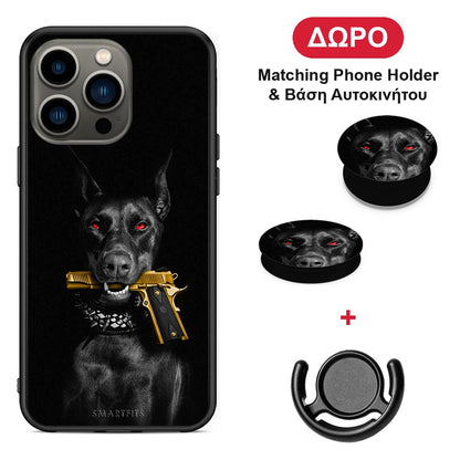 Golden Gun - iPhone 13 Pro θήκη + Δώρο Phone Holder & Βάση Αυτοκινήτου