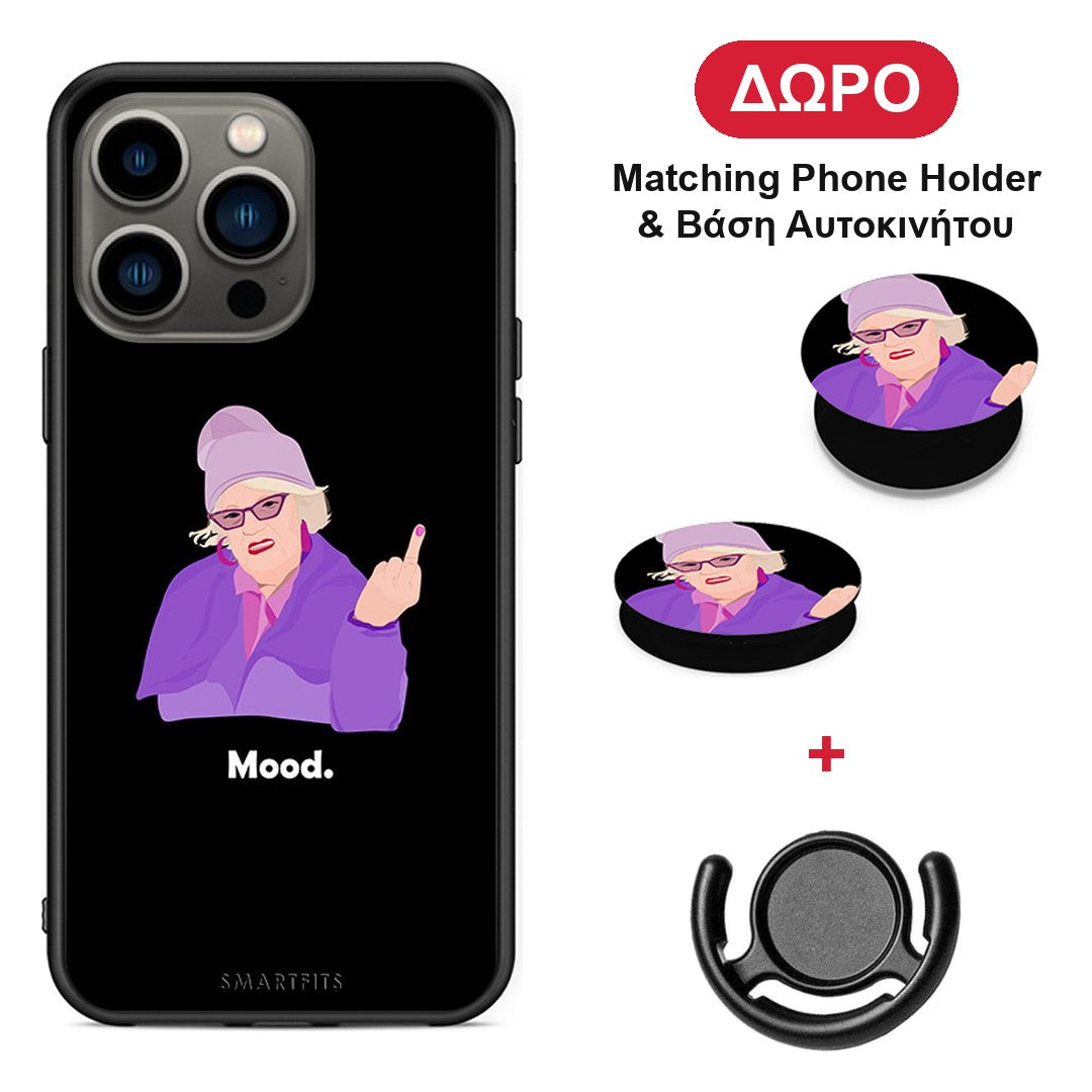 Grandma Mood Black - iPhone 13 Pro θήκη + Δώρο Phone Holder & Βάση Αυτοκινήτου