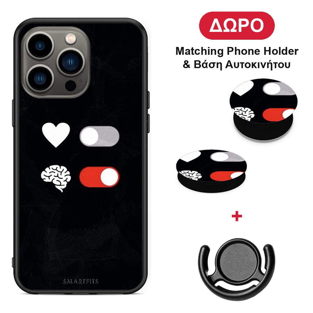 Heart Vs Brain - iPhone 13 Pro θήκη + Δώρο Phone Holder & Βάση Αυτοκινήτου