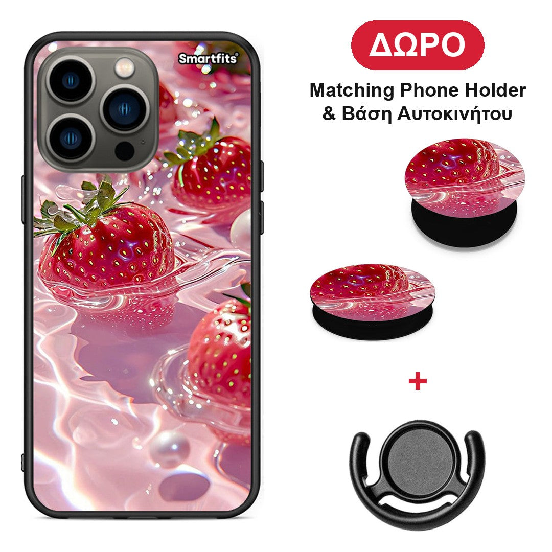 Juicy Strawberries - iPhone 13 Pro θήκη + Δώρο Phone Holder & Βάση Αυτοκινήτου