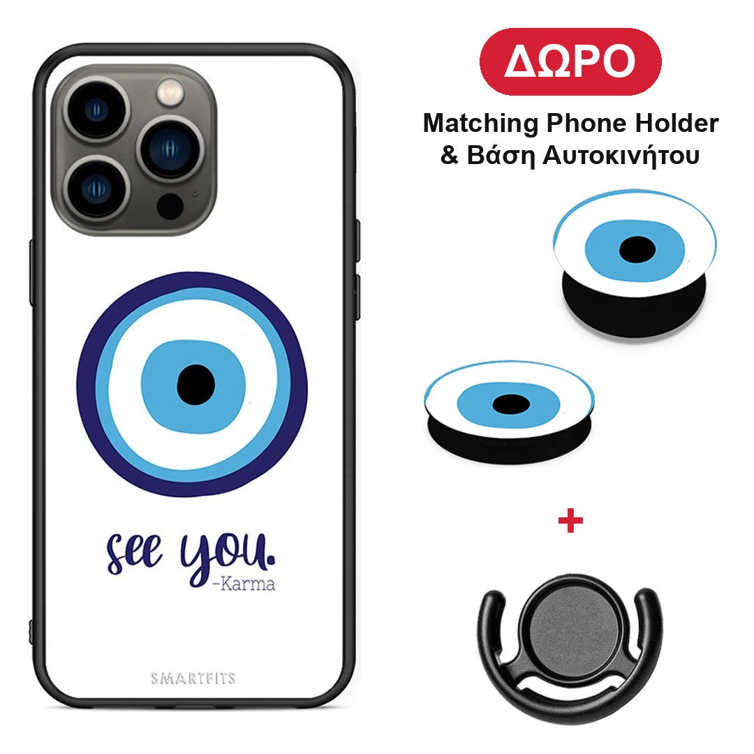 Karma Says - iPhone 13 Pro θήκη + Δώρο Phone Holder & Βάση Αυτοκινήτου