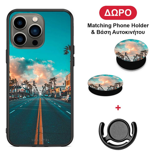 Landscape City - iPhone 13 Pro θήκη + Δώρο Phone Holder & Βάση Αυτοκινήτου