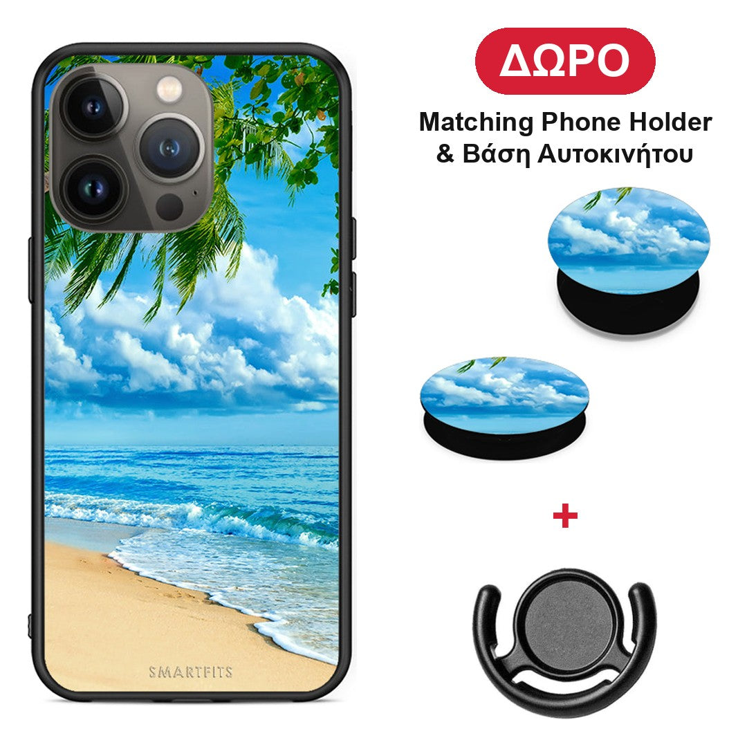 Beautiful Beach - iPhone 13 Pro Max θήκη + Δώρο Phone Holder & Βάση Αυτοκινήτου