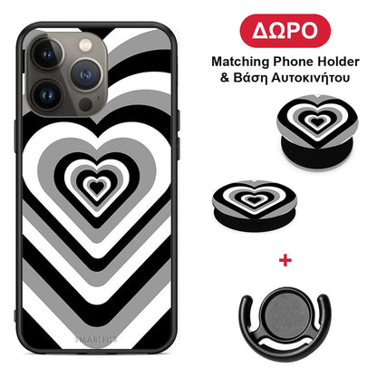 Black Hearts - iPhone 13 Pro Max θήκη + Δώρο Phone Holder & Βάση Αυτοκινήτου